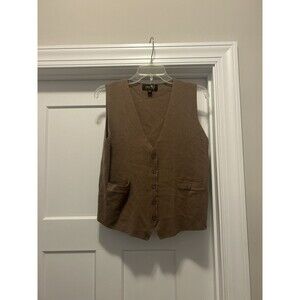 Truth Women Sleeveless Brown 3 Button  Knit Vest Blouse Top Sweater College Fall